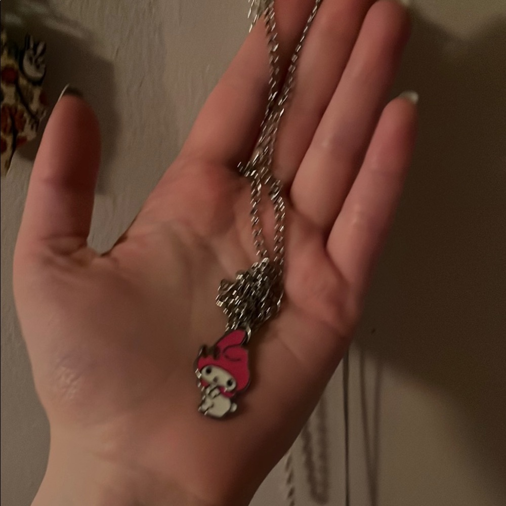Sanrio Pink and Silver Necklace with My Melody Charm